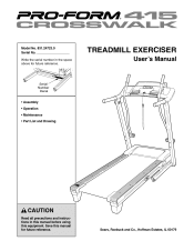 User Manual For Proform Treadmill Crosswalk 415